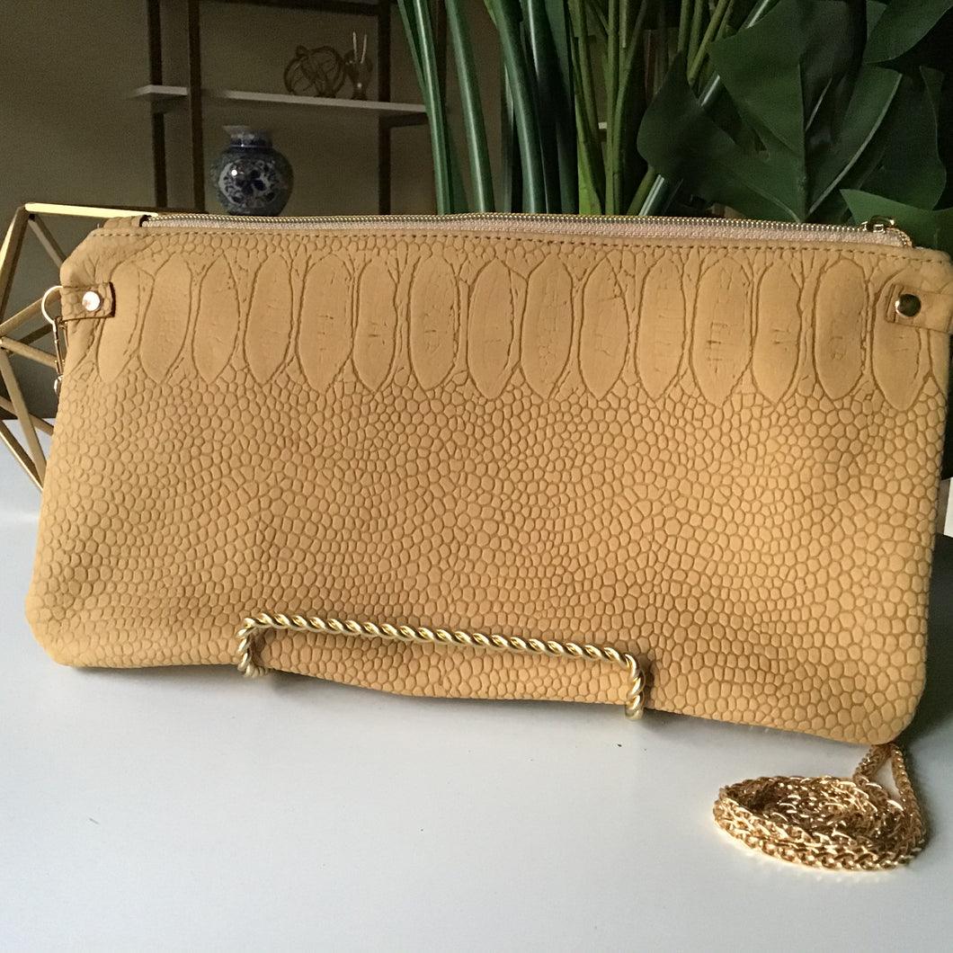 Mustard Python Leather Crossbody