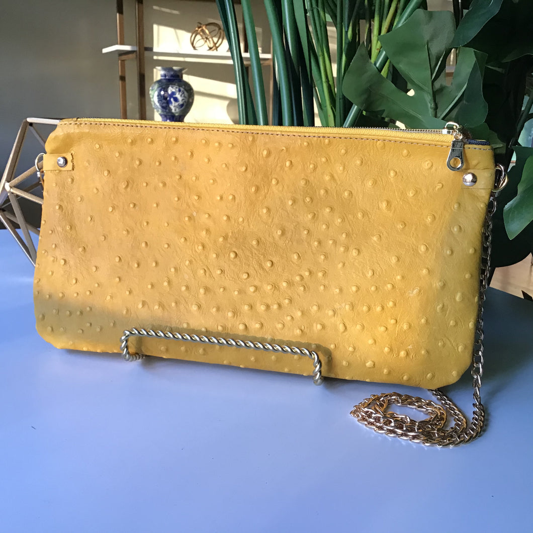 Yellow Ostrich Leather Crossbody