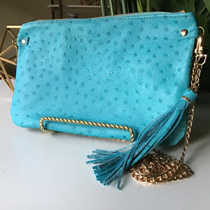 Turquoise Ostrich Leather With Tassel