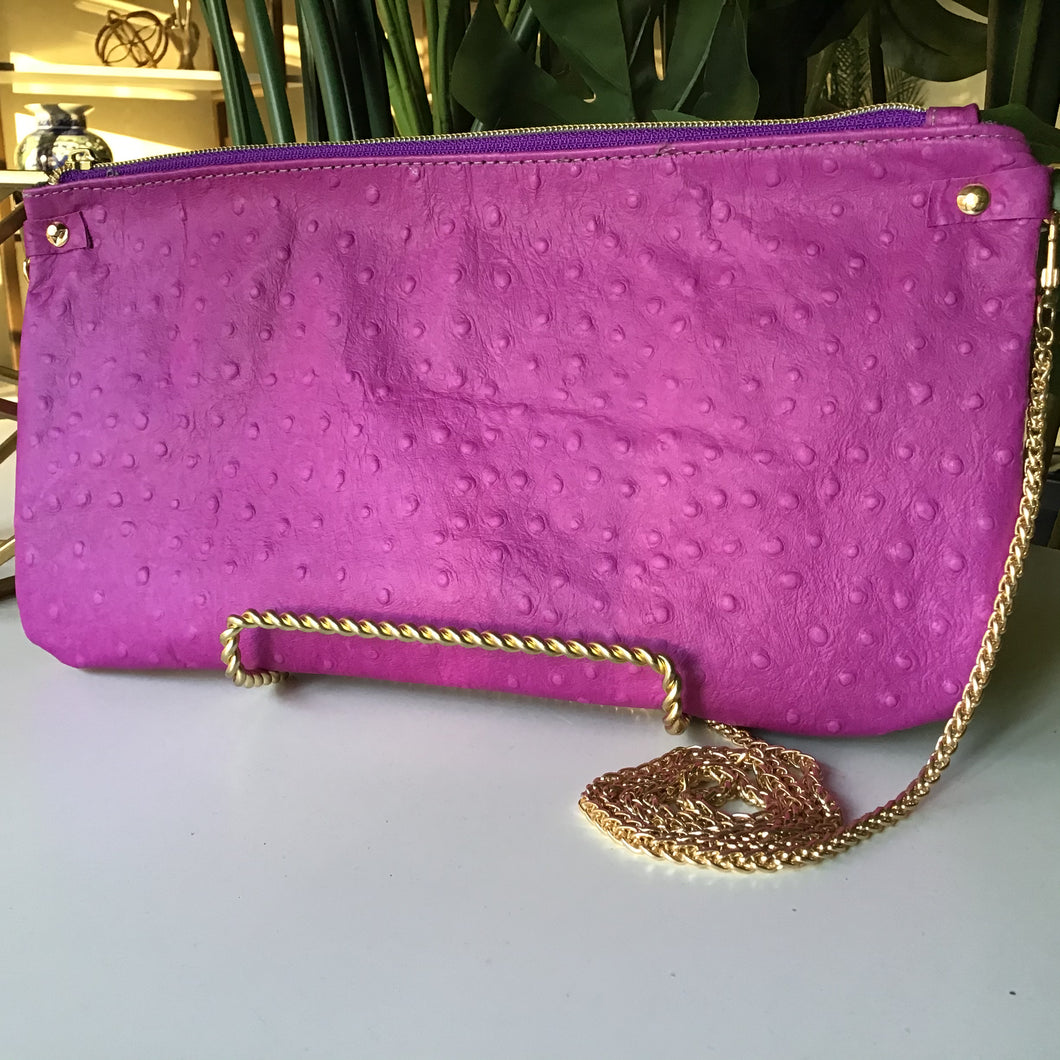 Pink Ostrich Leather Crossbody