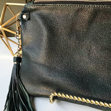 Load image into Gallery viewer, Dark Green &amp; Black Soft Leather Crossbody With Tassel